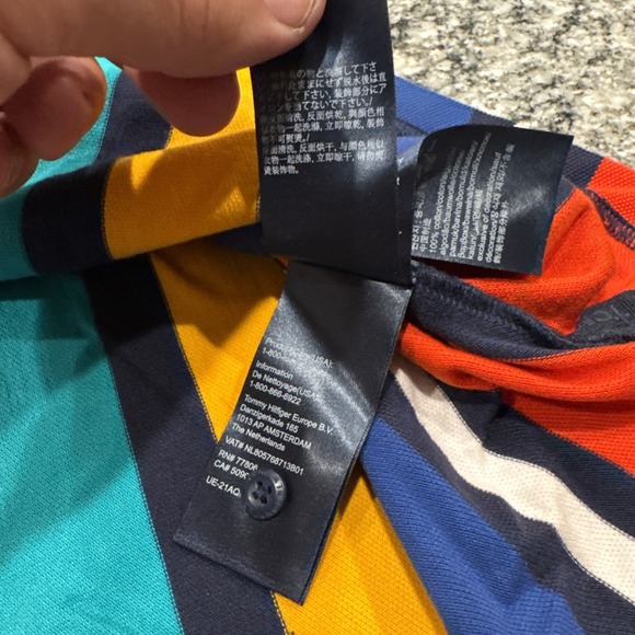 Y2K Tommy Jeans Polo Shirt Men's L Multicolor Vertical Stripe 90s Vintage Cotton - Picture 8 of 16